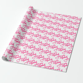 Ich Liebe, Sie benennen Pink Heart Pattern Typogra Geschenkpapier