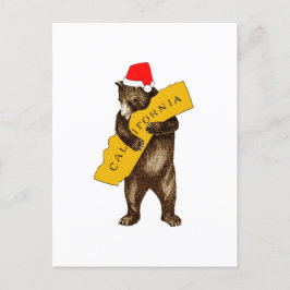 Ich Liebe Sie California Bär mit Weihnachtsmannmüt Postkarte