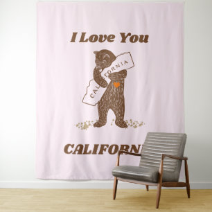 Ich Liebe Sie California Bären umarmt Karte Wandteppich