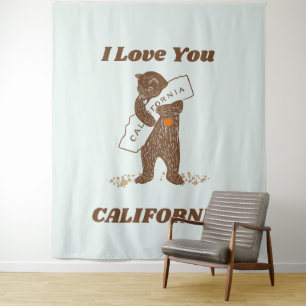Ich Liebe Sie California Bären umarmt Karte Wandteppich