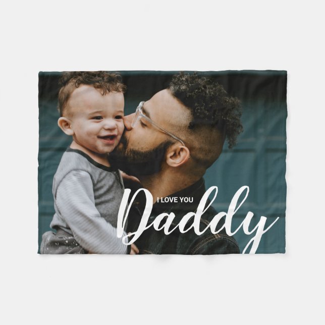 Ich Liebe Sie Daddy Custom Foto Fleecedecke (Vorderseite (Horizontal))