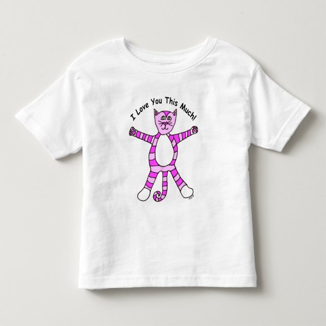 "Ich Liebe Sie dieser viel" Pinky Katzen-T - Shirt (Vorderseite)