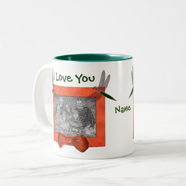 Ich Liebe Sie Dragonfliegen Personalisiertes Foto Zweifarbige Tasse (Vorderseite Links)