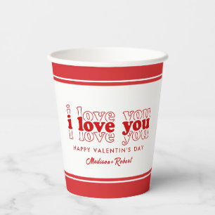 Ich Liebe, Sie dreifach rote Typografie Valentin G Pappbecher