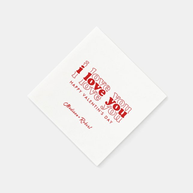 Ich Liebe, Sie dreifach rote Typografie Valentin G Serviette (Ecke)