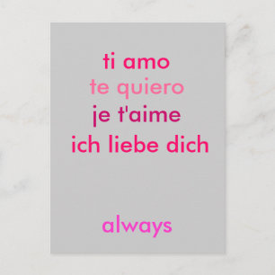 Ich Liebe Sie ... egal welche Sprache. Postkarte