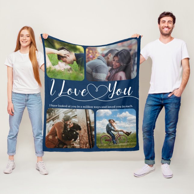 Ich Liebe Sie Foto Collage Jubiläum Valentine Fle Fleecedecke (Beispiel)