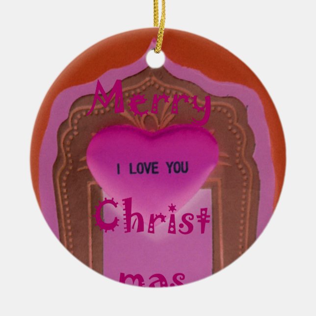 Ich Liebe Sie froh Weihnachten Herz Keramik Ornament (Vorne)