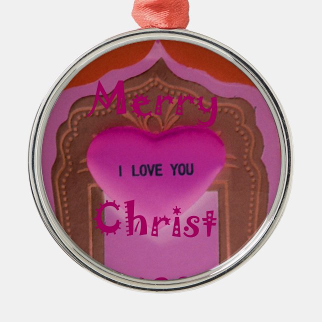 Ich Liebe Sie froh Weihnachten Herz Ornament Aus Metall (Vorne)