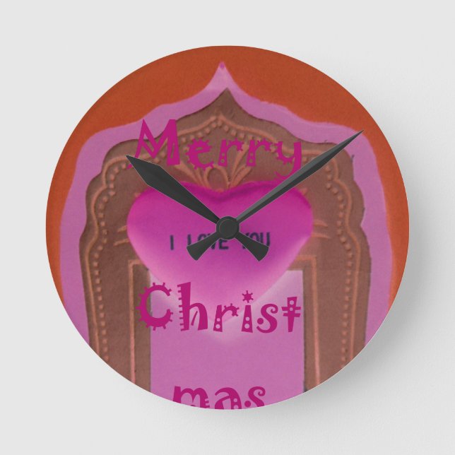 Ich Liebe Sie froh Weihnachten Herz Runde Wanduhr (Vorderseite)