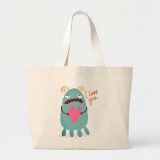 ICH LIEBE SIE GLÜCKLICH MONSTER PERSONALISIERT Tot Jumbo Stoffbeutel