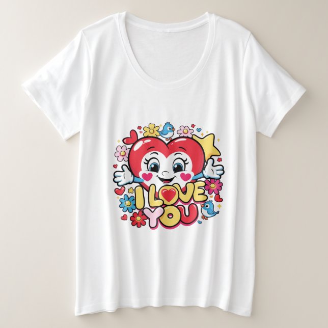 Ich Liebe Sie Große Größe T-Shirt (Design vorne)