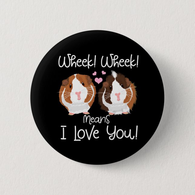 Ich Liebe Sie Guinea Pig Cavy Roddent Button (Vorderseite)