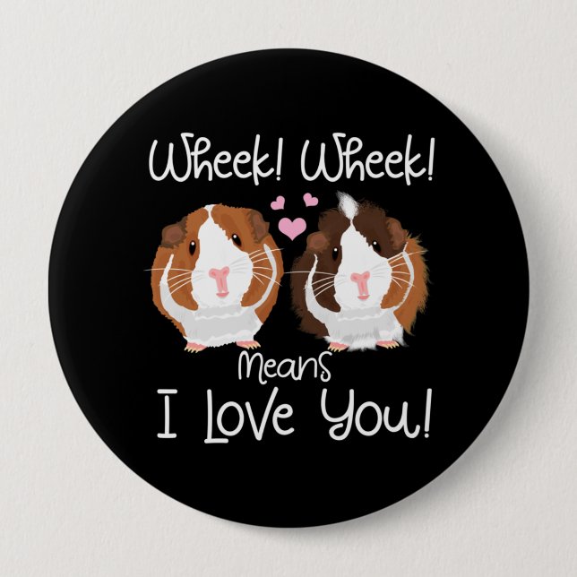 Ich Liebe Sie Guinea Pig Cavy Roddent Button (Vorderseite)