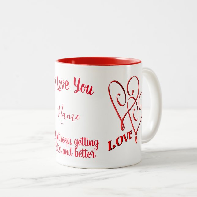 Ich Liebe, Sie haben Personalisiert Rote Herzen mi Zweifarbige Tasse (VorderseiteRechts)