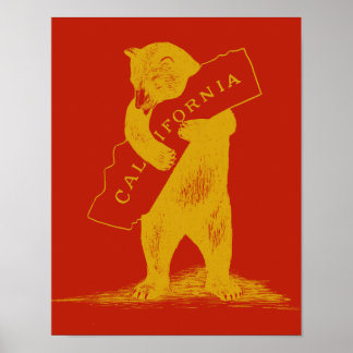 Ich Liebe Sie Kalifornien - Rot und Gold Poster