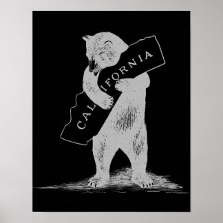 Ich Liebe Sie Kalifornien - Schwarz und Silber Poster
