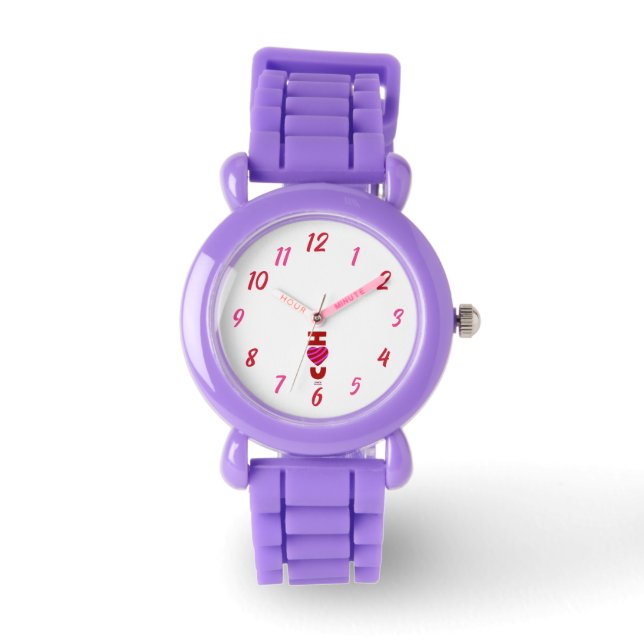 Ich Liebe, Sie Kinder Roter Glitzer Strap Watch Armbanduhr (Vorderseite)