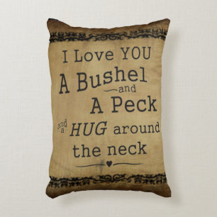 "Ich Liebe Sie Kissen eines Scheffel und ein Peck"