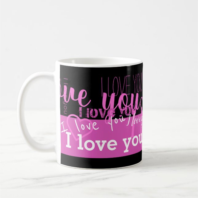 Ich Liebe Sie Lila schwarze Tasse (Links)