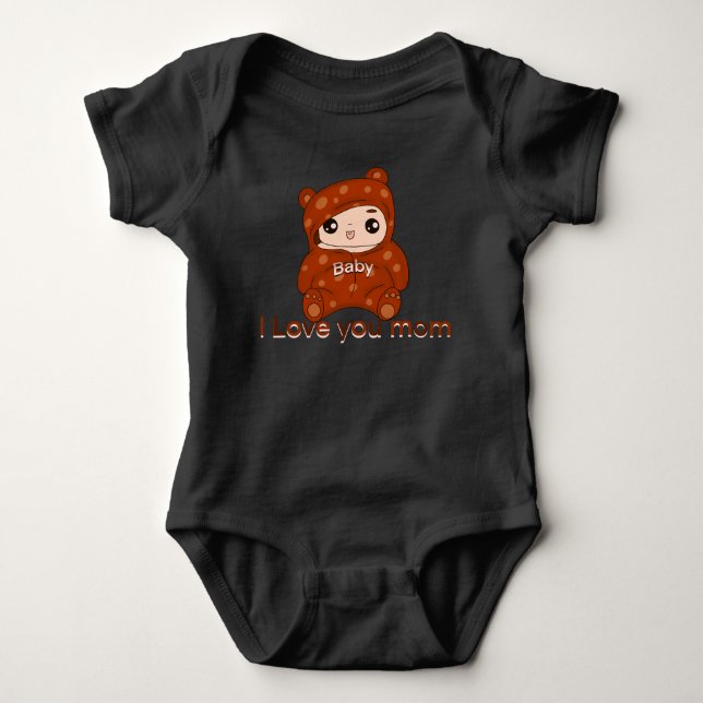 Ich Liebe Sie Mama Herz benutzerdefinierte Text MA Baby Strampler (Vorderseite)