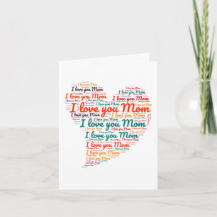 Ich Liebe Sie Mama Herz Word Art Muttertagskarte Karte