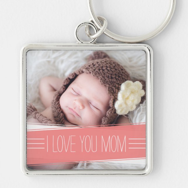 Ich Liebe Sie Mama | Korallenbanner-Foto Schlüsselanhänger (Vorne)
