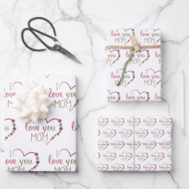 Ich Liebe Sie Mama Zitat Rosa Glitzer Herz Geschenkpapier Set