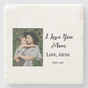 Ich Liebe Sie Mama's Tag elegant fügen Foto-Text Steinuntersetzer