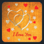 Ich Liebe Sie ...mehr als alle Worte sagen können. Quadratischer Aufkleber<br><div class="desc">Flitterwochen,  nur verheiratet,  zwei durchsichtige Herzen,  romantische Hochzeit,  Valentinstag,  liebevolle Herzen,  doppelte Herzen Personalisiert,  I Liebe Sie,  Hochzeit Zeremonie,  können Sie den Hintergrund und Text ändern.</div>