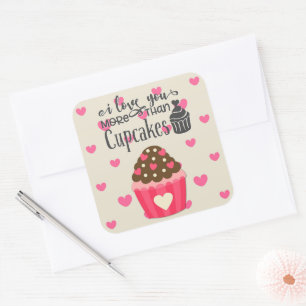 Ich Liebe Sie mehr als Cupcakes Aufkleber