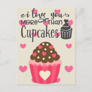 Ich Liebe Sie mehr als Cupcakes Postkarte
