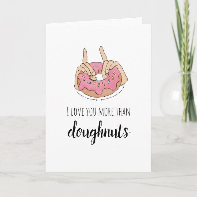 Ich Liebe Sie mehr als Doughnut Card Karte (Vorderseite)