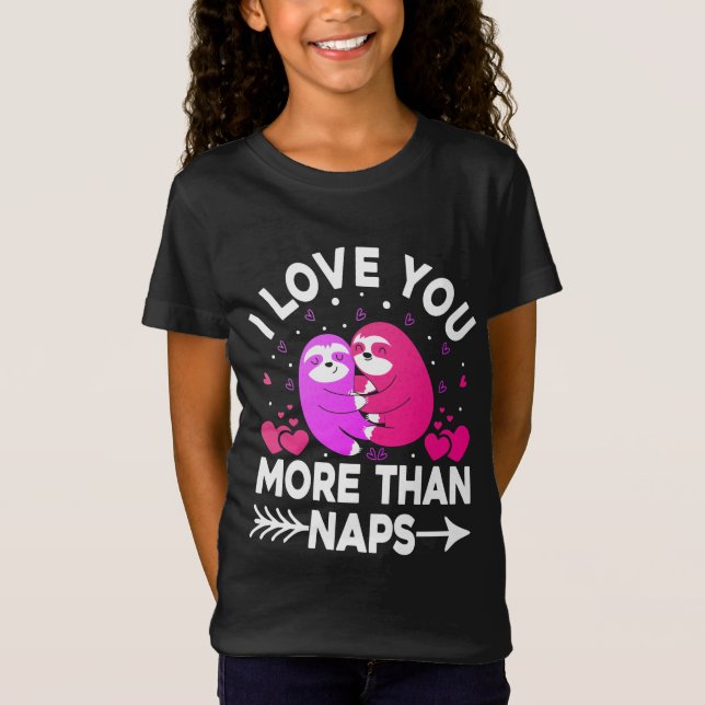 Ich Liebe Sie mehr als Nickerchen Rosa und Lila Sl T-Shirt (Vorderseite)