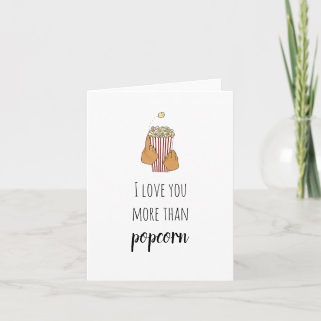 Ich Liebe Sie mehr als Popcorn ASL Card Karte (Vorderseite)