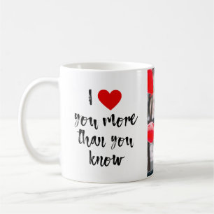 Ich Liebe Sie mehr gebürstetes Herz Personalisiert Kaffeetasse
