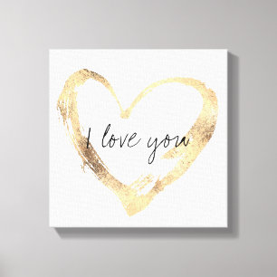 Ich Liebe Sie mehr Gold Herz Leinwanddruck