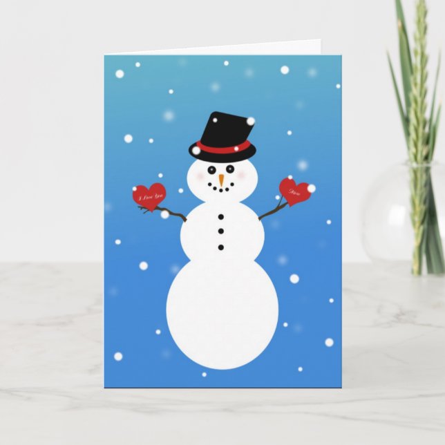 Ich Liebe Sie mehr Schneemann Feiertagskarte (Vorderseite)