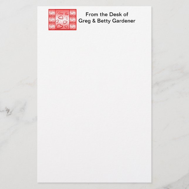 Ich Liebe Sie mit Herz-Rosa-Hintergrund Briefpapier (Vorderseite)