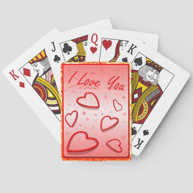Ich Liebe Sie mit Herz-Rosa-Hintergrund Spielkarten (Rückseite)