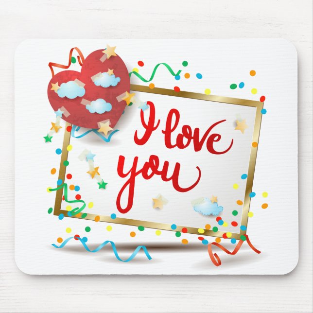 Ich Liebe Sie mit Rotem Herzen Mousepad (Vorne)