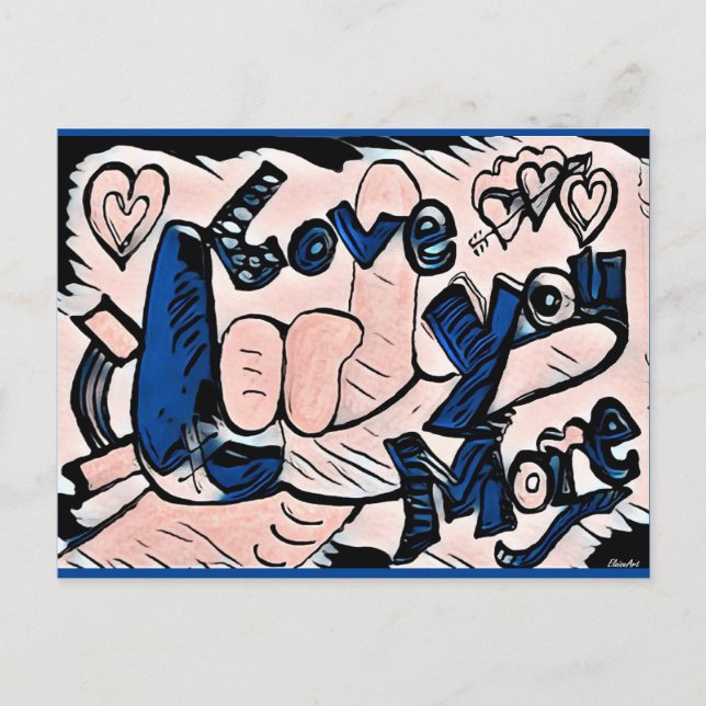 Ich Liebe Sie moderner Postkarte (Vorderseite)