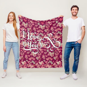 Ich Liebe Sie Modernes Herz Elegant farbenfroh frö Fleecedecke