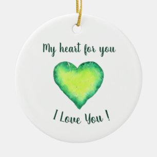 Ich Liebe Sie Niedlich Grün und Blau Herzen Geburt Keramik Ornament