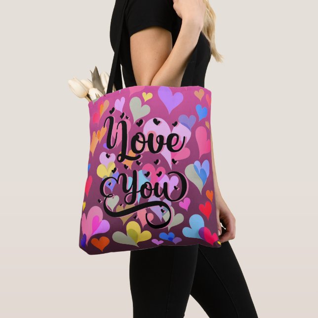 Ich Liebe Sie Niedlich Herzens Elegant farbenfroh  Tasche (Von Nahem)