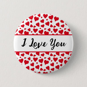 Ich Liebe Sie Niedlich Valentinstag Rote Herzen Button
