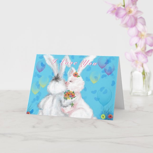 Ich Liebe Sie Niedliche Couple Bunny Valentine Day Karte (Orchidee)