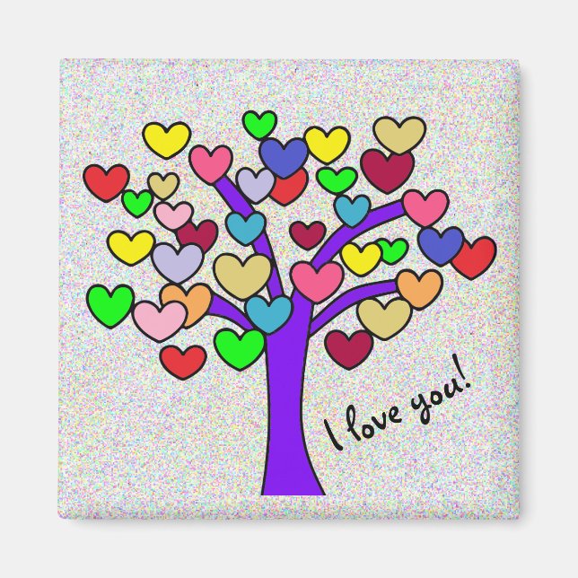 Ich Liebe Sie Niedliche farbige Liebe Herz Lila Ba Magnet (Vorne)