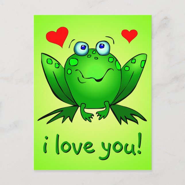 Ich Liebe Sie Niedliche Froschherzen für grünen Ca Postkarte (Vorderseite)