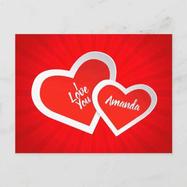 "Ich Liebe Sie" niedliche Valentine-Herzen. Postkarte (Vorderseite)